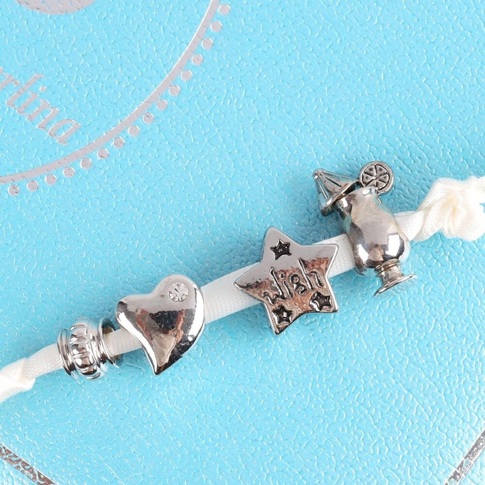 Bella Perlina Charm Set of 4 - Silver Heart, Wish Star, Fancy Umbrella Drink